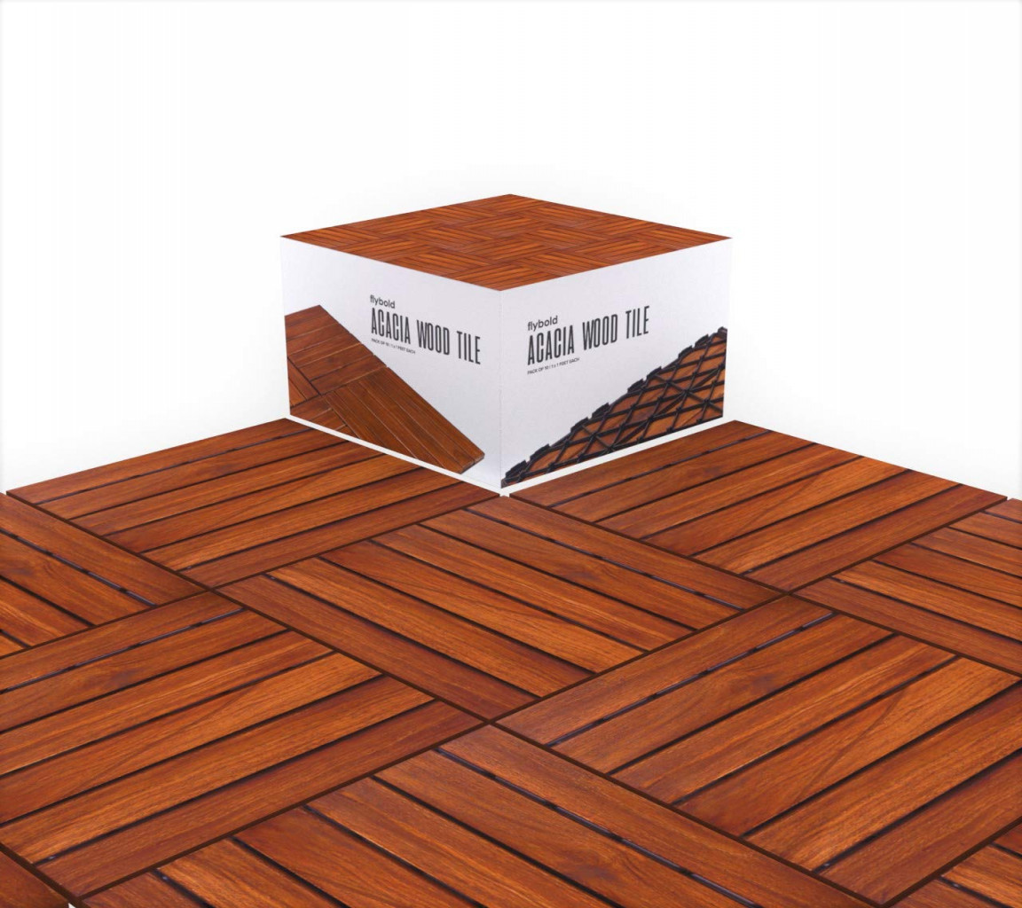 Acacia Wood Flooring Tiles Wood Interlocking Floor Tiles with UV