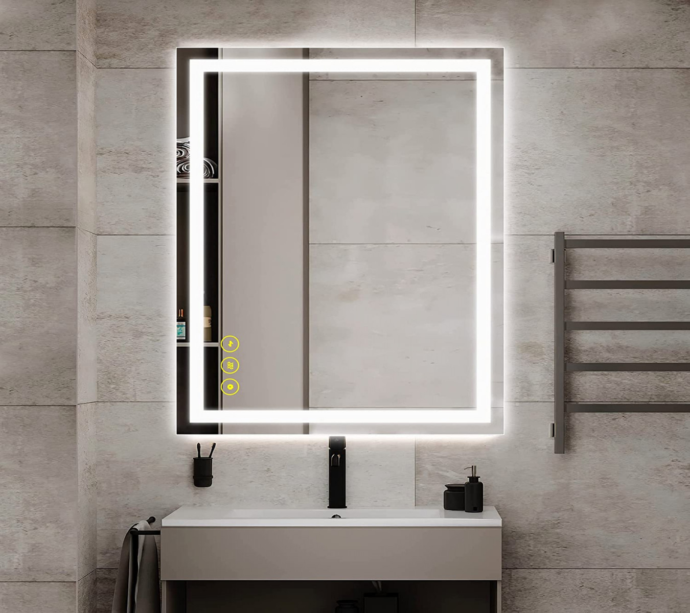 AI-LIGHTING Bathroom Mirror with Lighting  x  cm Bathroom Mirror with  LED Light /  Light Colours Dimmable / Anti-Fog / Energy Saving Wall Mirror
