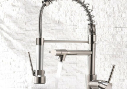 AIMADI Modern Kitchen Sink Tap Single Handle Stainless Steel Kitchen Taps  with Pull Out Sprayer, Brushed Nickel