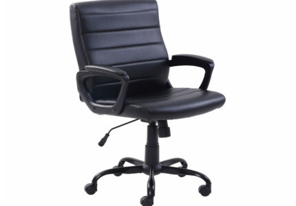 AISWORD Mid-Back Manager's Office Chair with Arms, Bonded Leather, Black