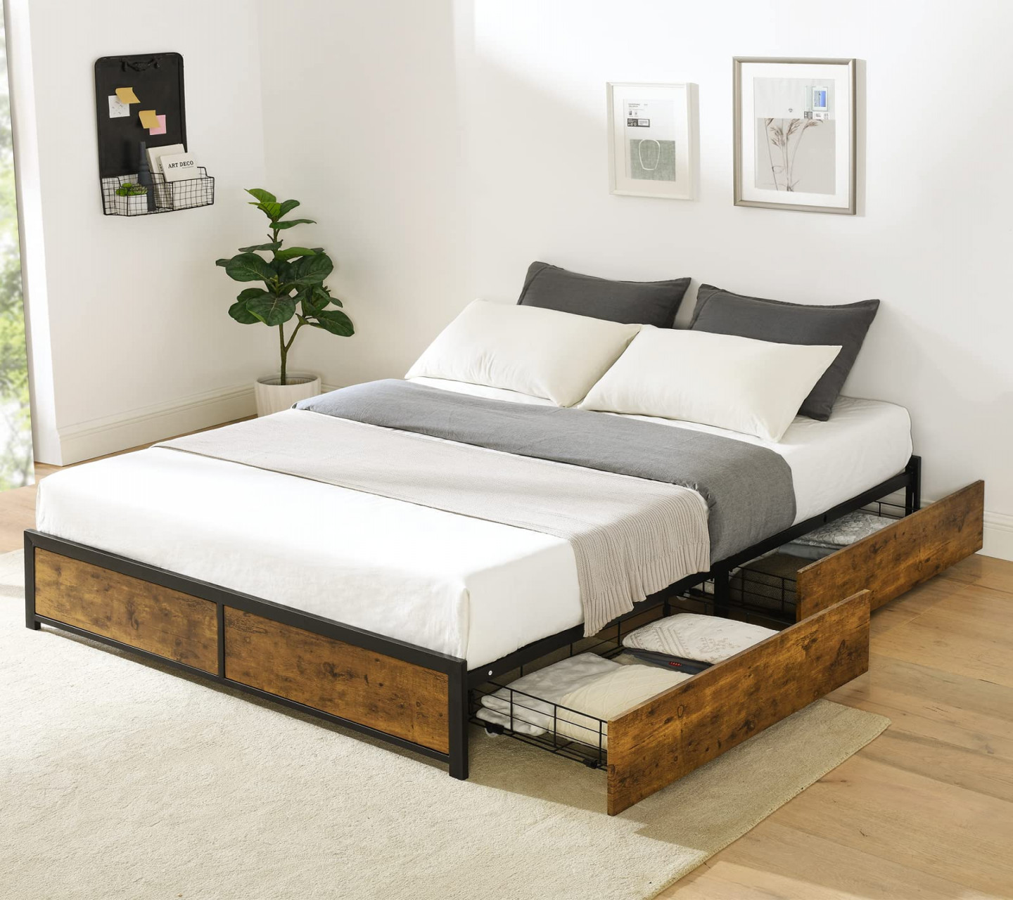 Alohappy Full Size Bed Frame with Storage, Metal Platform Bed Frame Full  with Sturdy Steel Slats and  Large Storage Drawers, Noise Free No Box  Spring