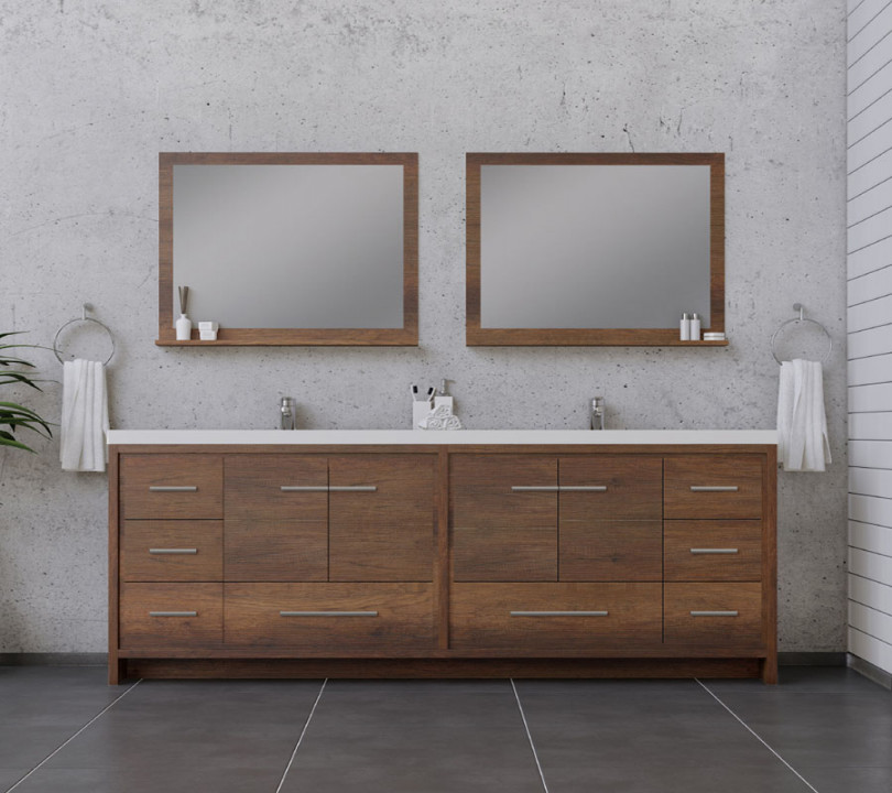 Alya Bath Sortino  Inch Double Bathroom Vanity, Rosewood