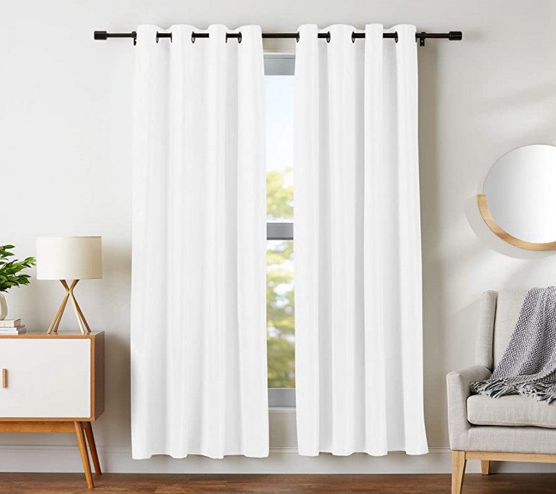 Amazon Basics Room Darkening Blackout Window Curtains with Grommets -  x   cm, White,  Panels