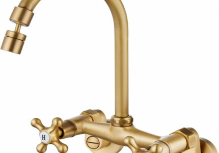 Antique Brass Wall Mount Kitchen Sink Faucet " Medium Mixer Tap