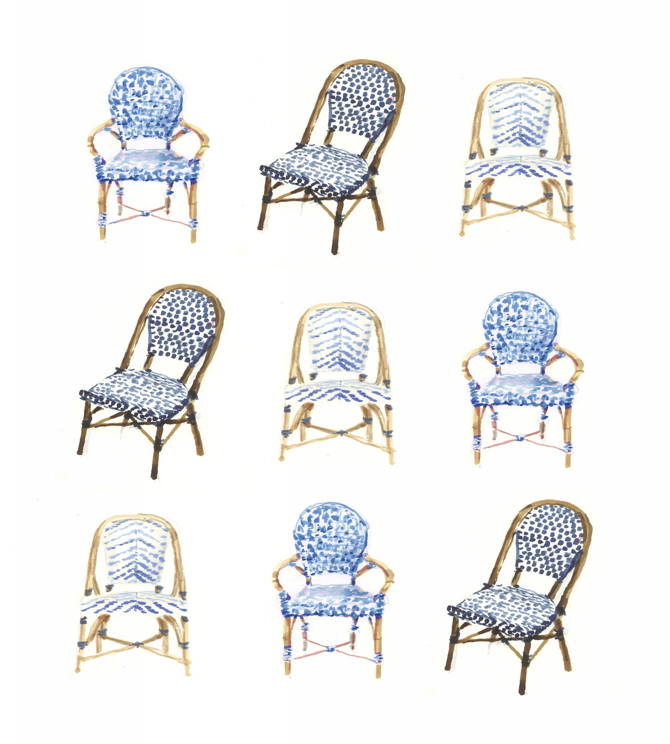 Art Print: Blue French Bistro Chairs Paris art print travel - Etsy