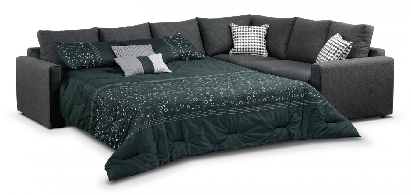 Athina -Piece Sectional with Left-Facing Queen Sofa Bed - Charcoal