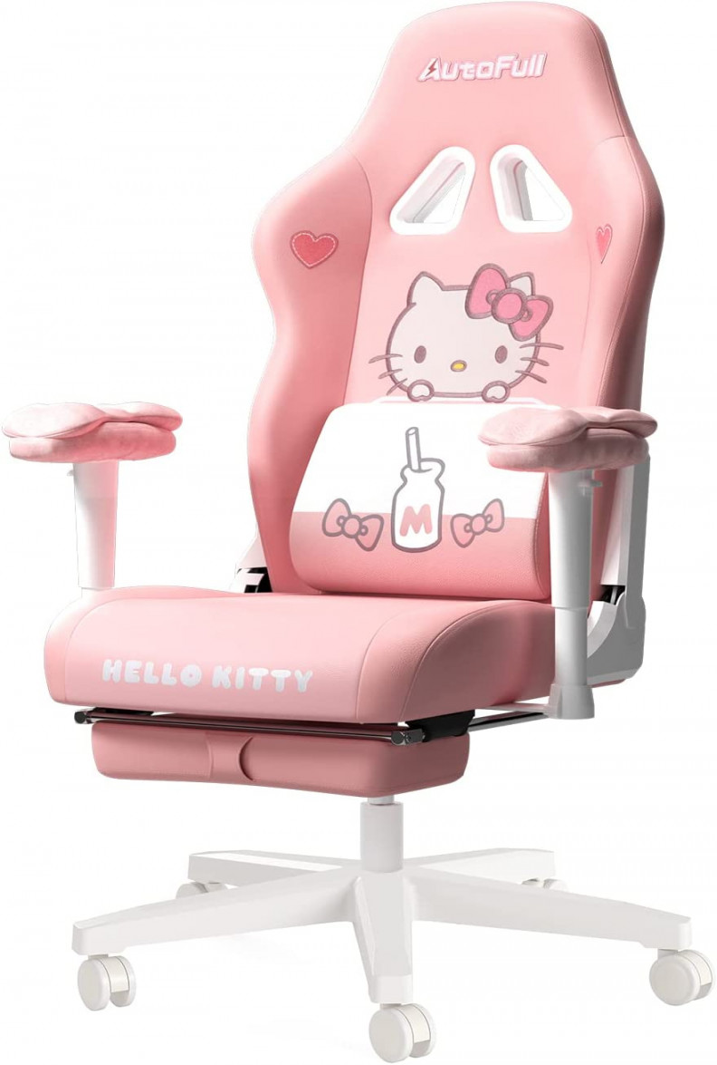AutoFull Hello Kitty Rosa Gaming-Stuhl Ergonomischer Schreibtisch