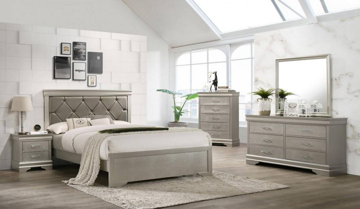 B Silver Amailia Bedroom Set by Crown Mark