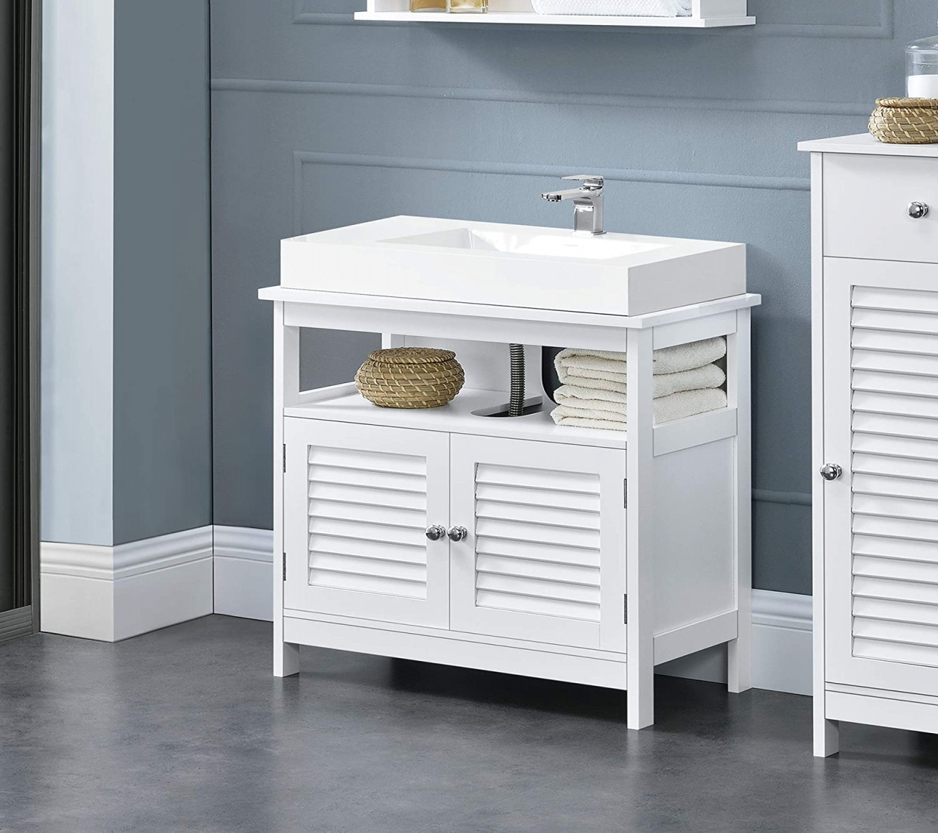 Bathroom Cabinet with Shelf - White -  x  x  cm - Vanity Unit  Bathroom Furniture