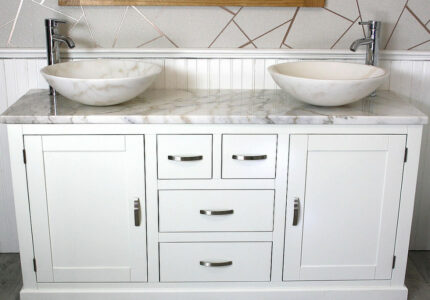 Bathroom Vanity Unit White Painted With White Marble Top & - Etsy