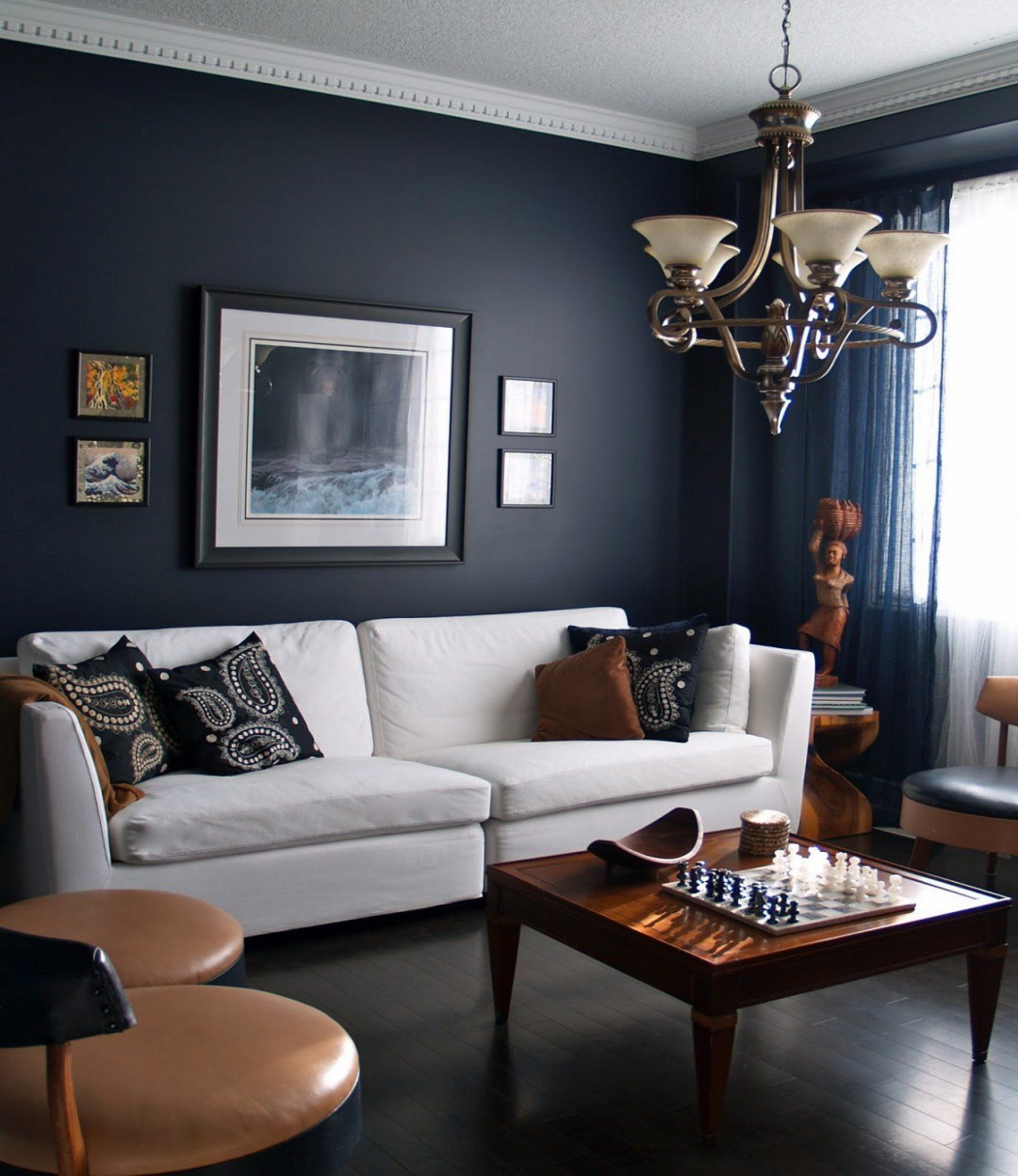 Beautiful Dark Blue Wall Design Ideas  Dark living rooms
