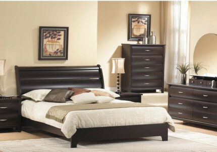Bedroom Furniture - Mocha Queen Panel Bed  Bedroom sets queen