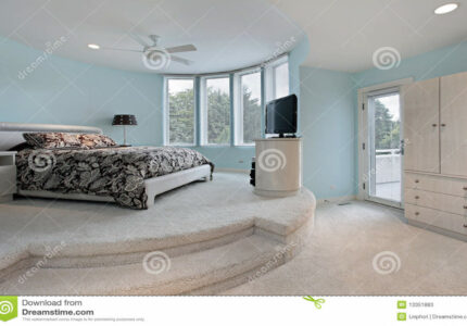 Bedroom in Step Up Sleeping Area Stock Image - Image of living