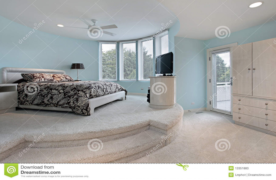 Bedroom in Step Up Sleeping Area Stock Image - Image of living