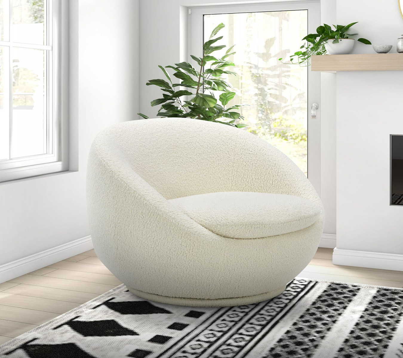 Better Homes and Gardens Mira Swivel Chair, Cream