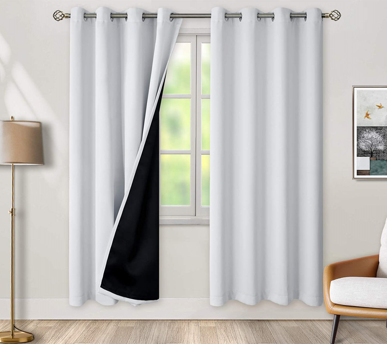 BGment Thermal Insulated % Blackout Curtains for Bedroom with Black  Lining, Double Layer Full Room Darkening Noise Reduction Eyelet Curtain  (x