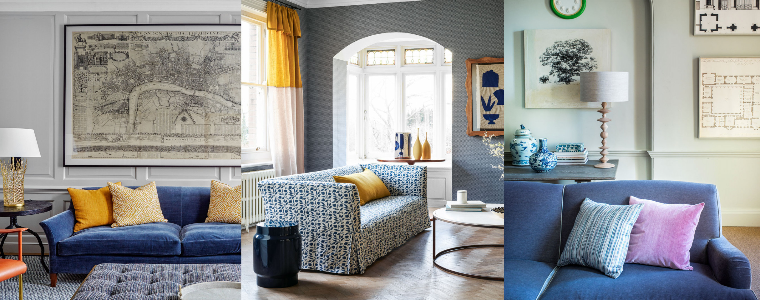 Living Rooms With Blue Sofas