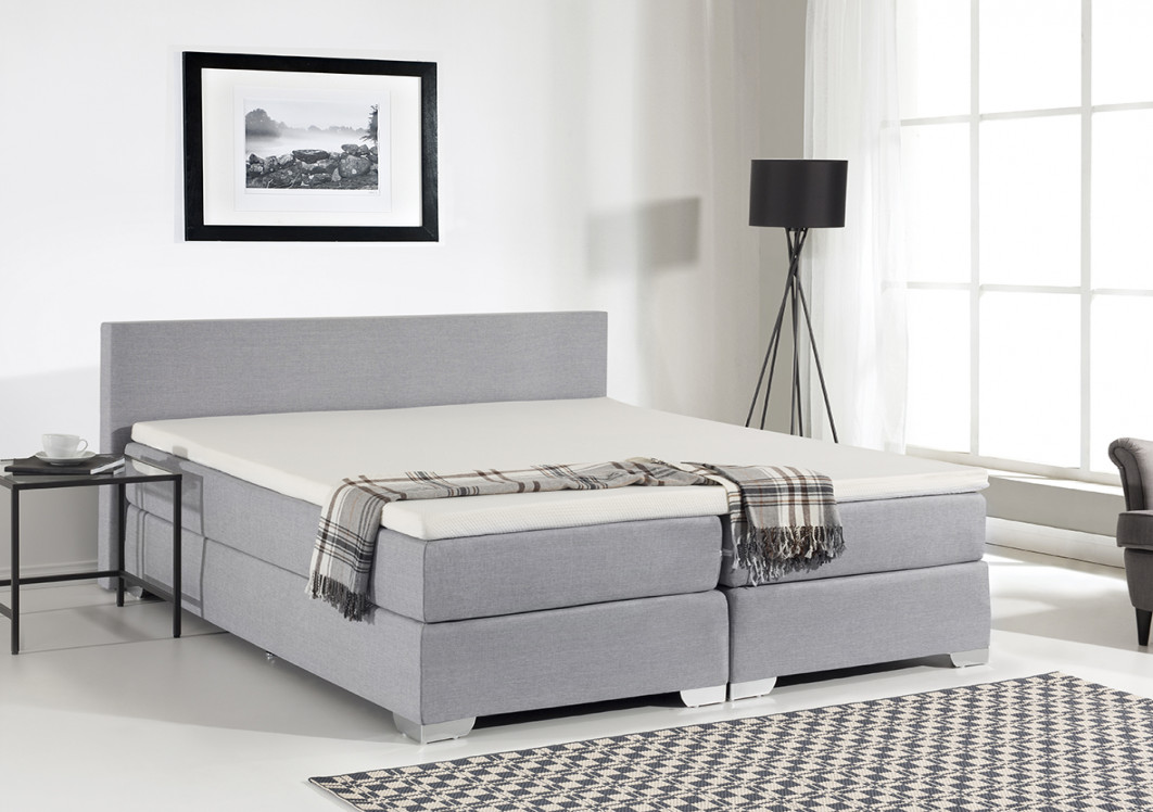 Boxspring Bed "Miami" with textil cover box spring and memory foam bed  black grey or beige with mattress opt