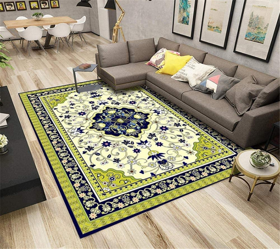 Carpets Large Rug Living Room Rugs Blue Yellow Green Retro Pattern for  Children Bedroom Nursery Home Decor  x  cm ( x  inches)