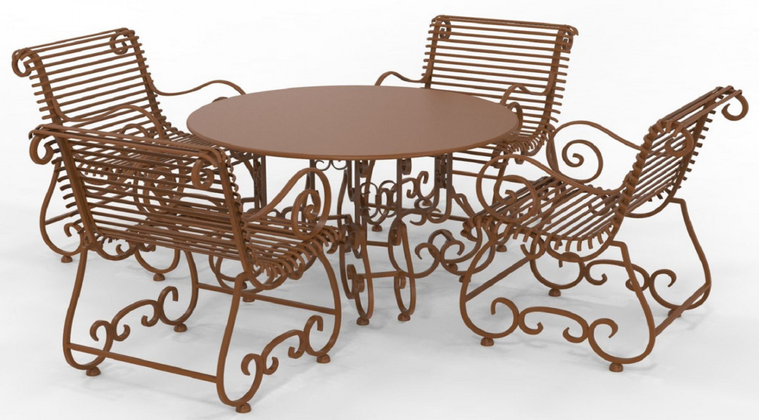 Casa Padrino Art Nouveau Wrought Iron Garden Furniture Set
