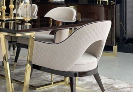 Casa Padrino luxury Art Deco dining room chair set beige / dark brown /  gold - Kitchen chairs set of  - High quality Art Deco dining room  furniture