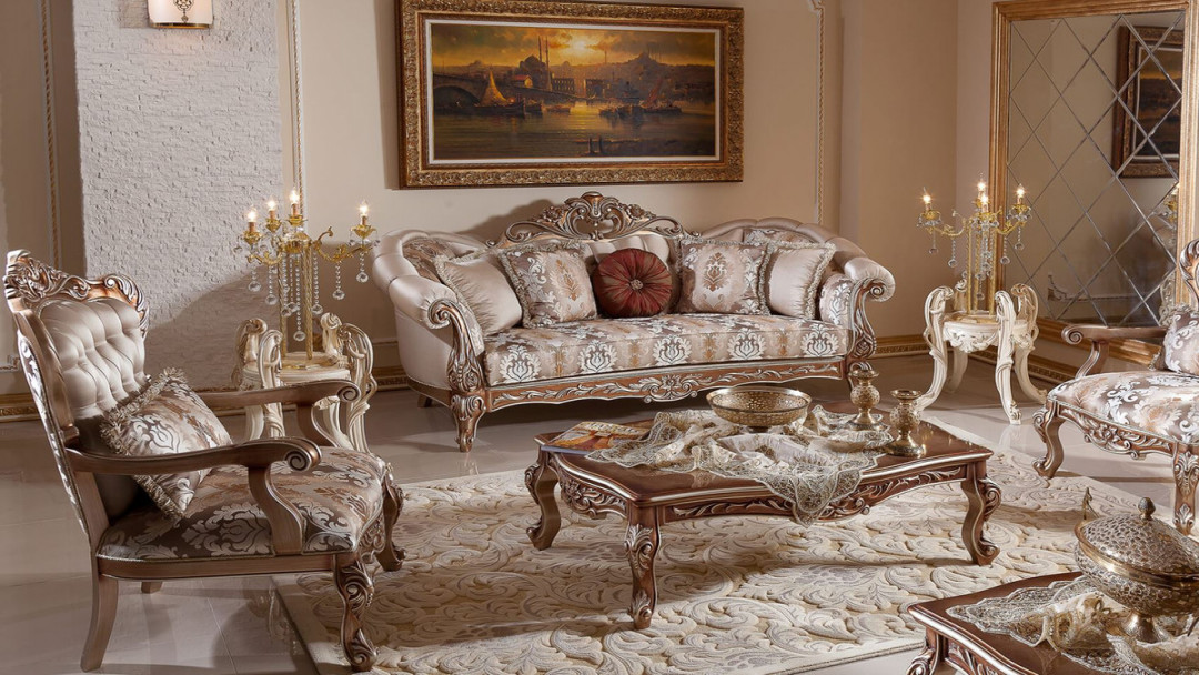 Casa Padrino luxury baroque living room set gray / copper / silver -   Baroque Sofas &  Baroque Armchairs &  Baroque Coffee Table - Living room