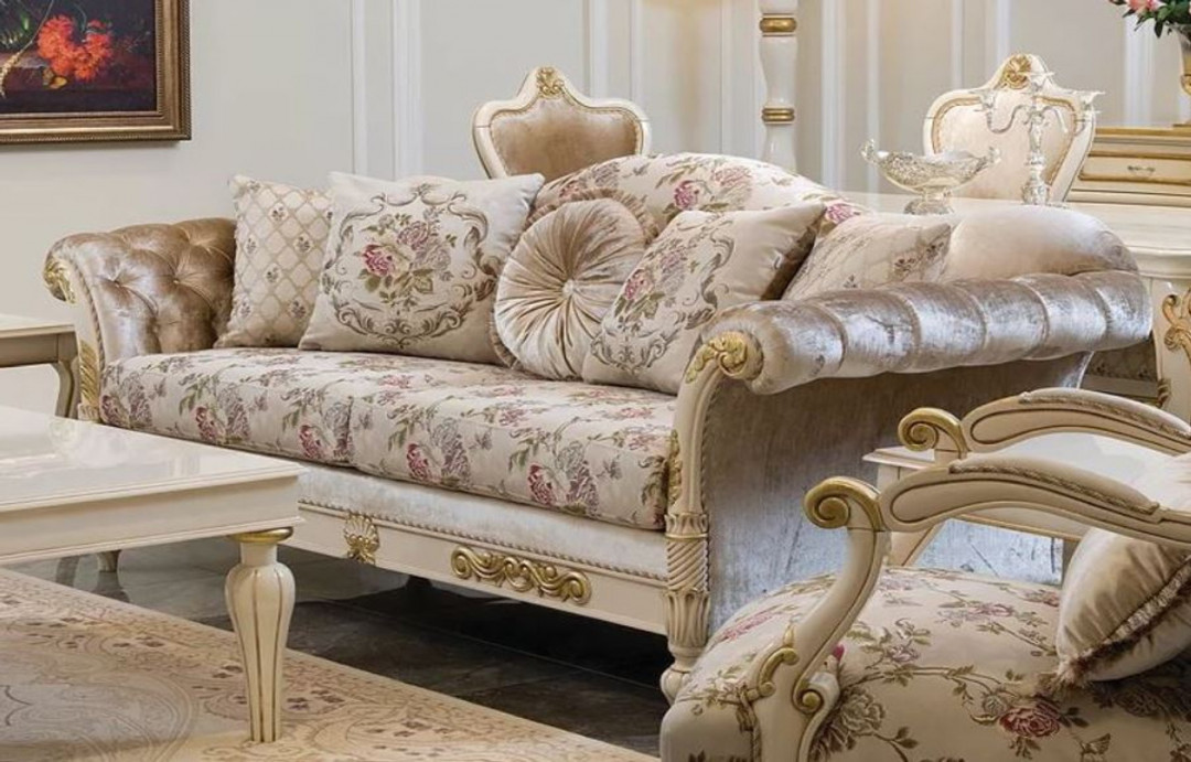 Casa Padrino luxury baroque living room sofa cream / pink / white / gold   x  x H