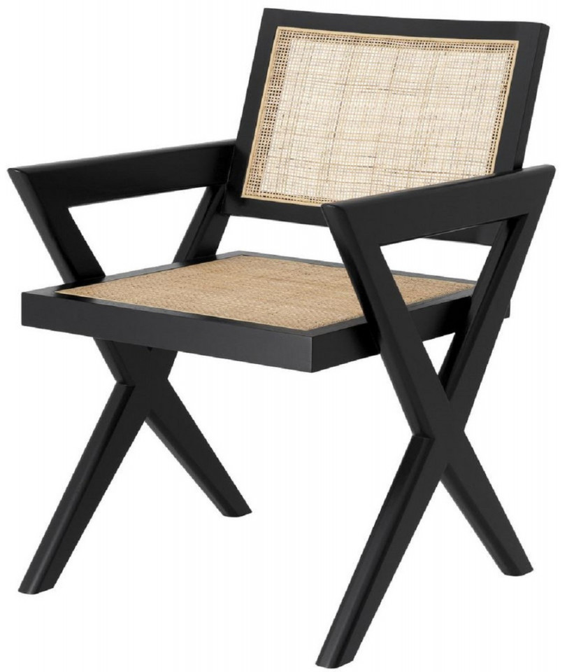 Casa Padrino luxury dining chair black / natural  x  x H.