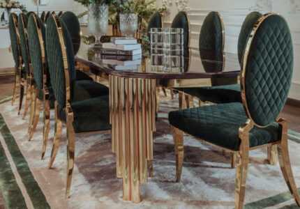 Casa Padrino Luxury Dining Room Set Black / Green / Gold -  Luxury Dining  Table & 0 Luxury Dining Chairs - Dining Room Furniture - Luxury Quality