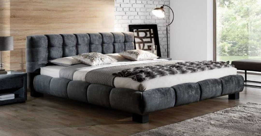 Casa Padrino Luxury Double Bed Gray / Black - Various Sizes - Modern Solid  Wood Bed with Headboard - Luxury Bedroom Furniture - Luxury Collection