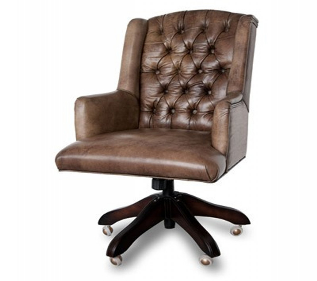 Casa Padrino luxury leather executive chair office chair medium brown  swivel desk chair - head office  Casa Padrino