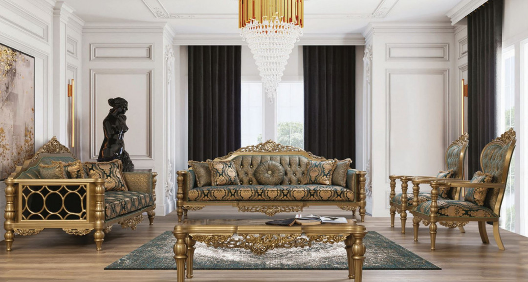 Casa Padrino Luxus Barock Wohnzimmer Set Grün / Gold -  Sofas &  Sessel &   Couchtisch - Wohnzimmer Möbel im Barockstil - Edel & Prunkvoll  Casa