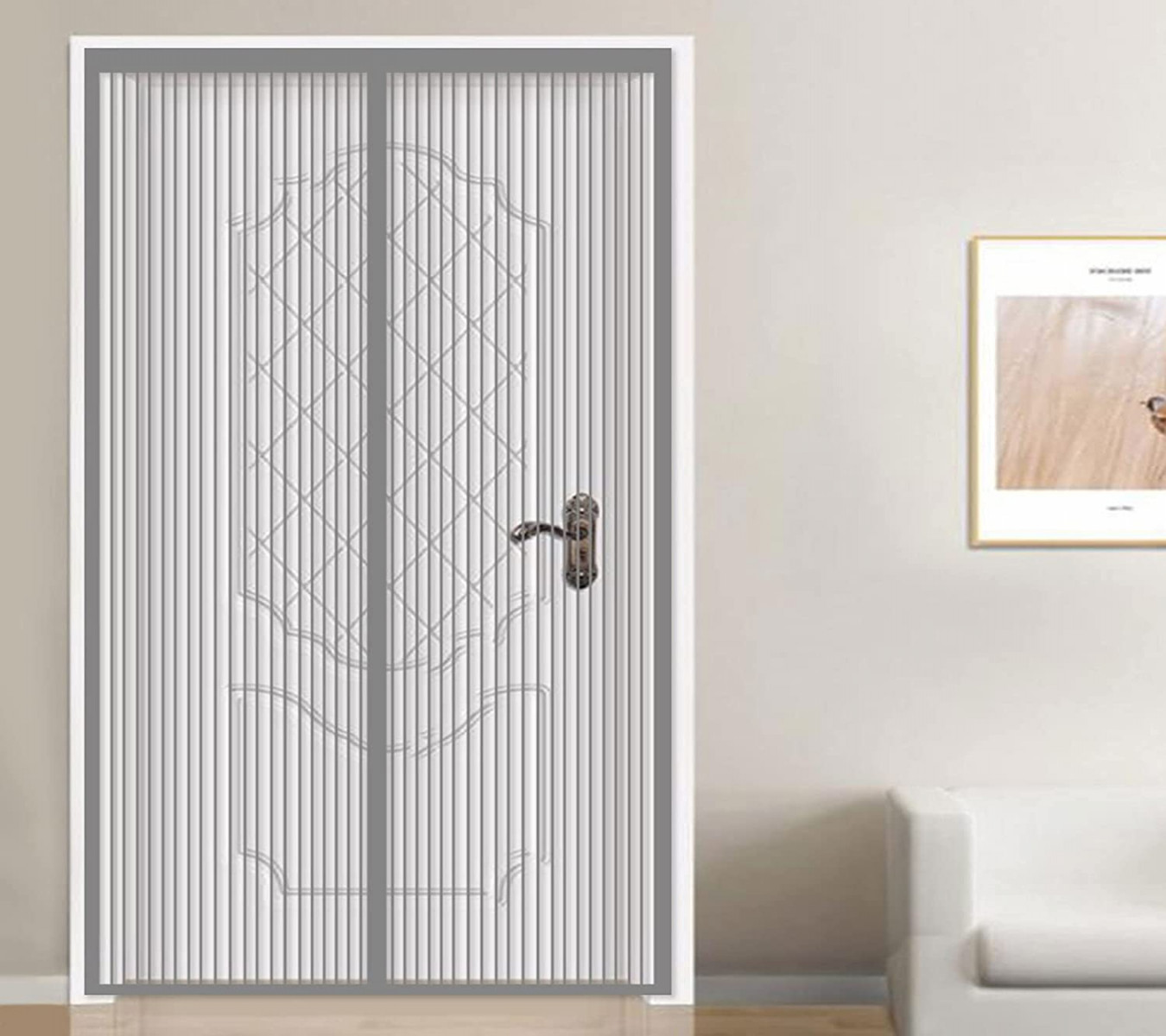 CHBIN Fly Curtain  x  cm Magnetic Curtain Door Curtain Air Can Flow  Freely for Balcony Door Living Room Sliding Door Grey