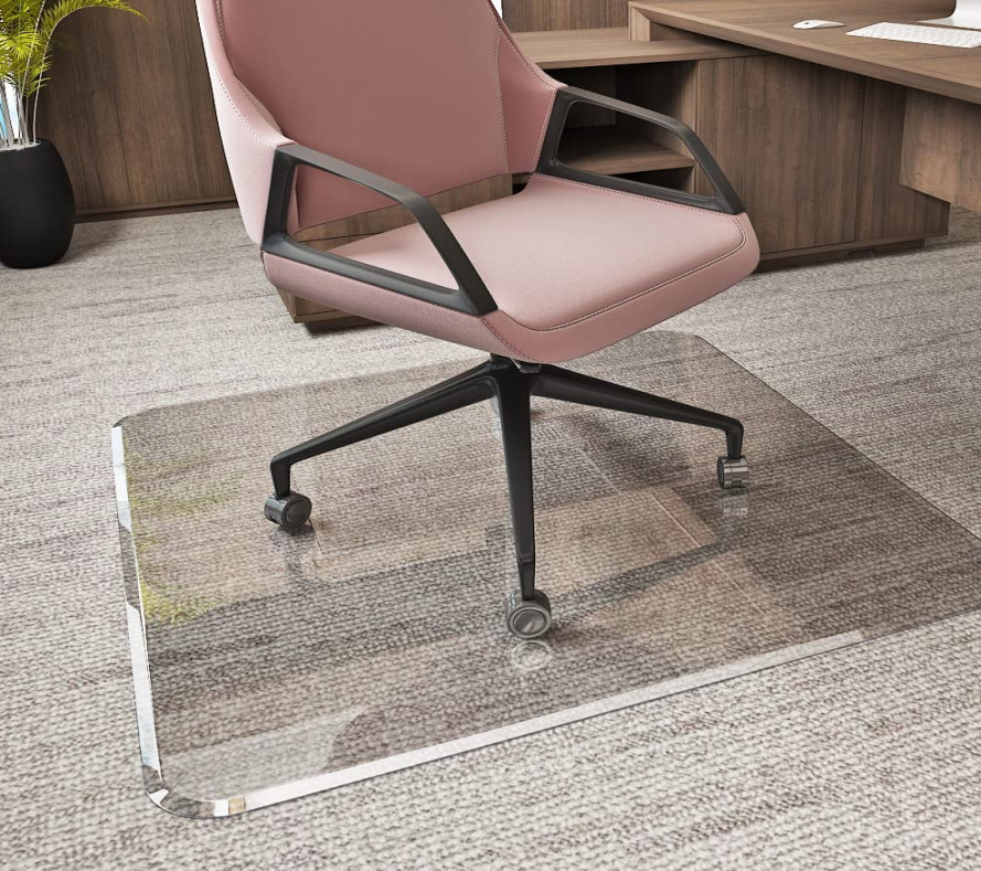 Clearly Innovative ” by ” Glass Chair Mat with Easy Roll Edges - /”  Thick Clear Tempered Glass with Exclusive Beveled Edge - Protect Your Home