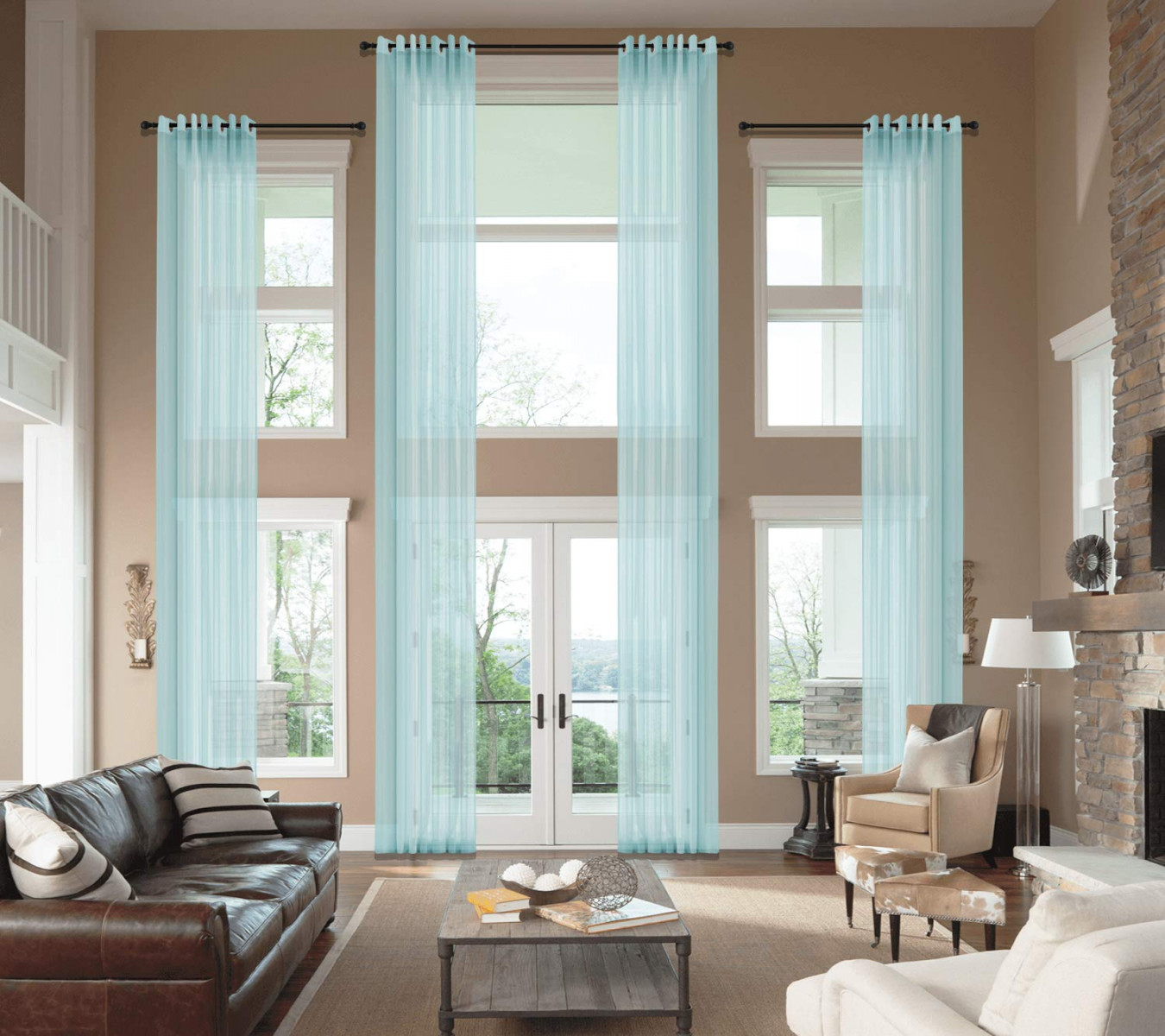 cololeaf Extra Long Sheer Curtains for high Ceiling , , , , , ,   feet Long for Living Room Wide Drapes Custom Made Pricing Adjuster for