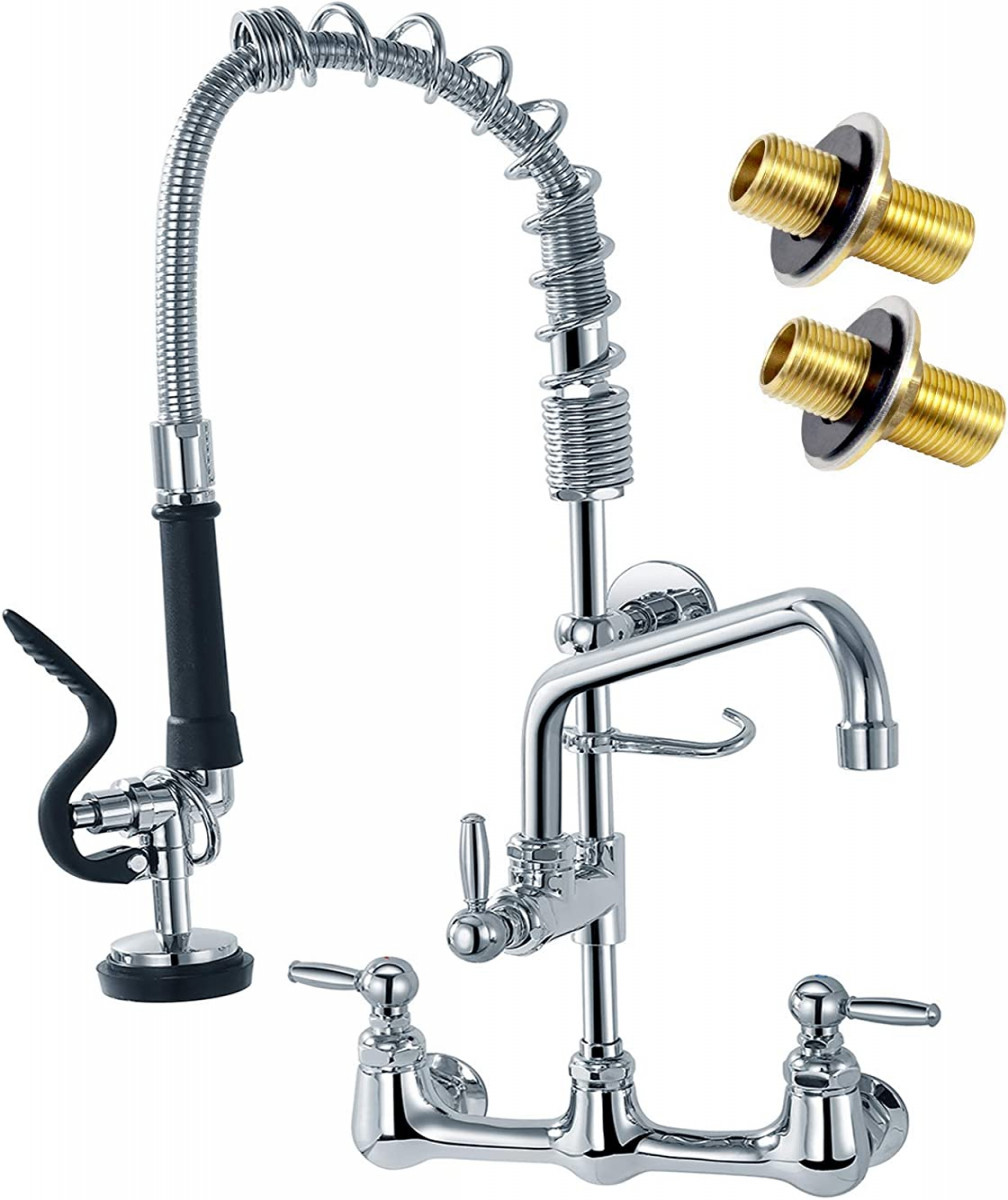Commercial Kitchen Sink Faucet with Pre-Rinsing Sprayer