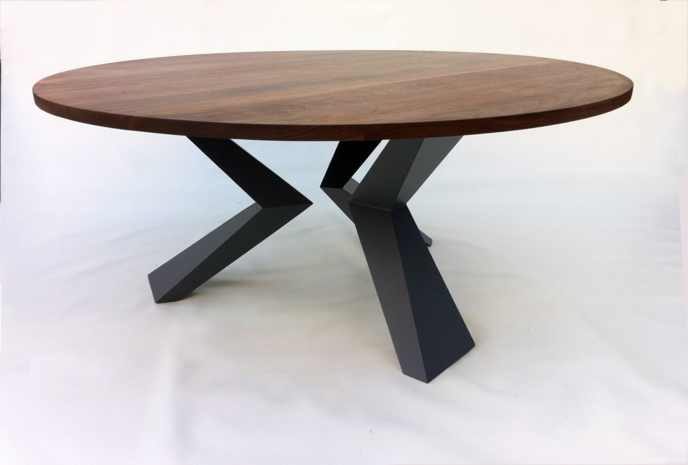 Contemporary Modern Round Dining Table Solid Walnut with Bird
