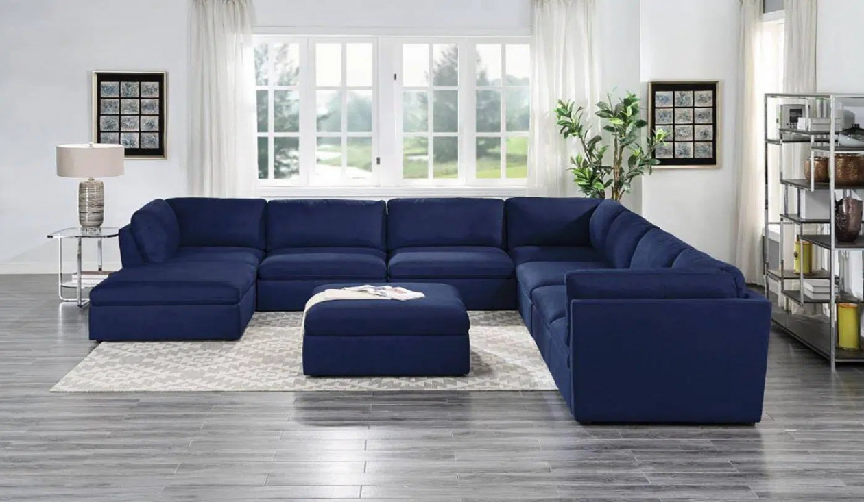 Crosby Modular Blue Sectional Sofa - KFROOMS  Furniture Sale