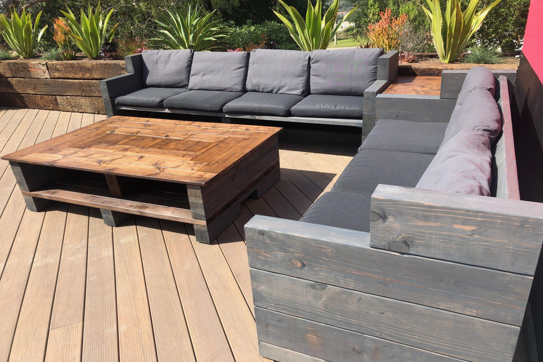 Custom Outdoor Furniture Farmhouse Rustic Wood Patio Set Comfy