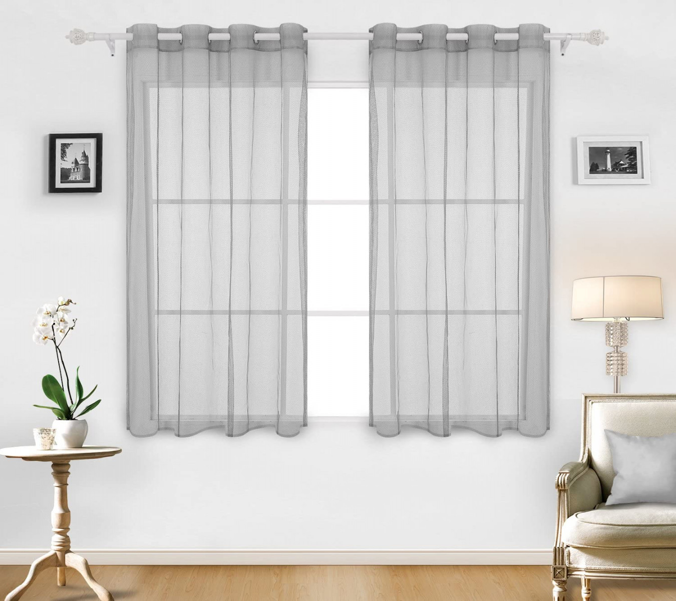 Deconovo Eyelet Panels Elegant Decorative Net Sheer Window Curtains for  Bedroom  x  Inch Denim Blue