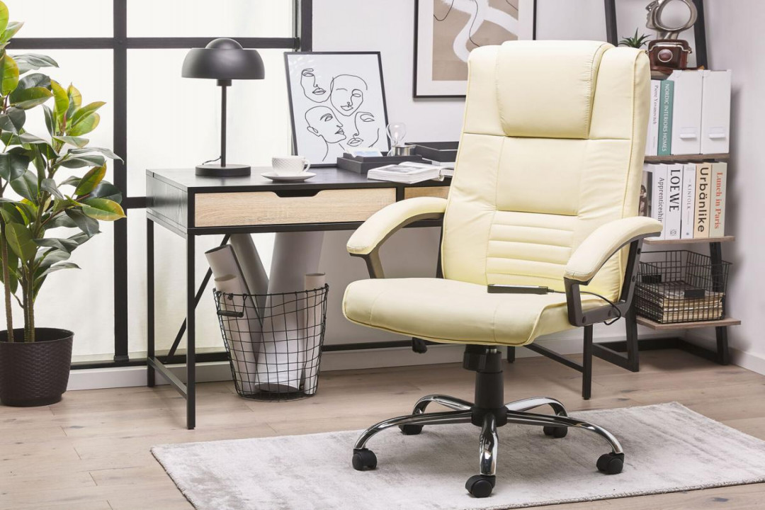 Design Leather Massage Chair "Comfort" beige Executive Chair with Massage +  high backrest comfortable Office chair