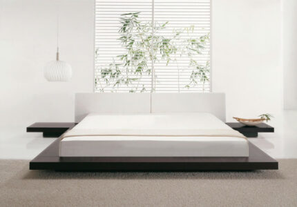 Designer Wooden Bed Japan  /  x  cm walnut dark brown with slatted  frame japanese futon bed
