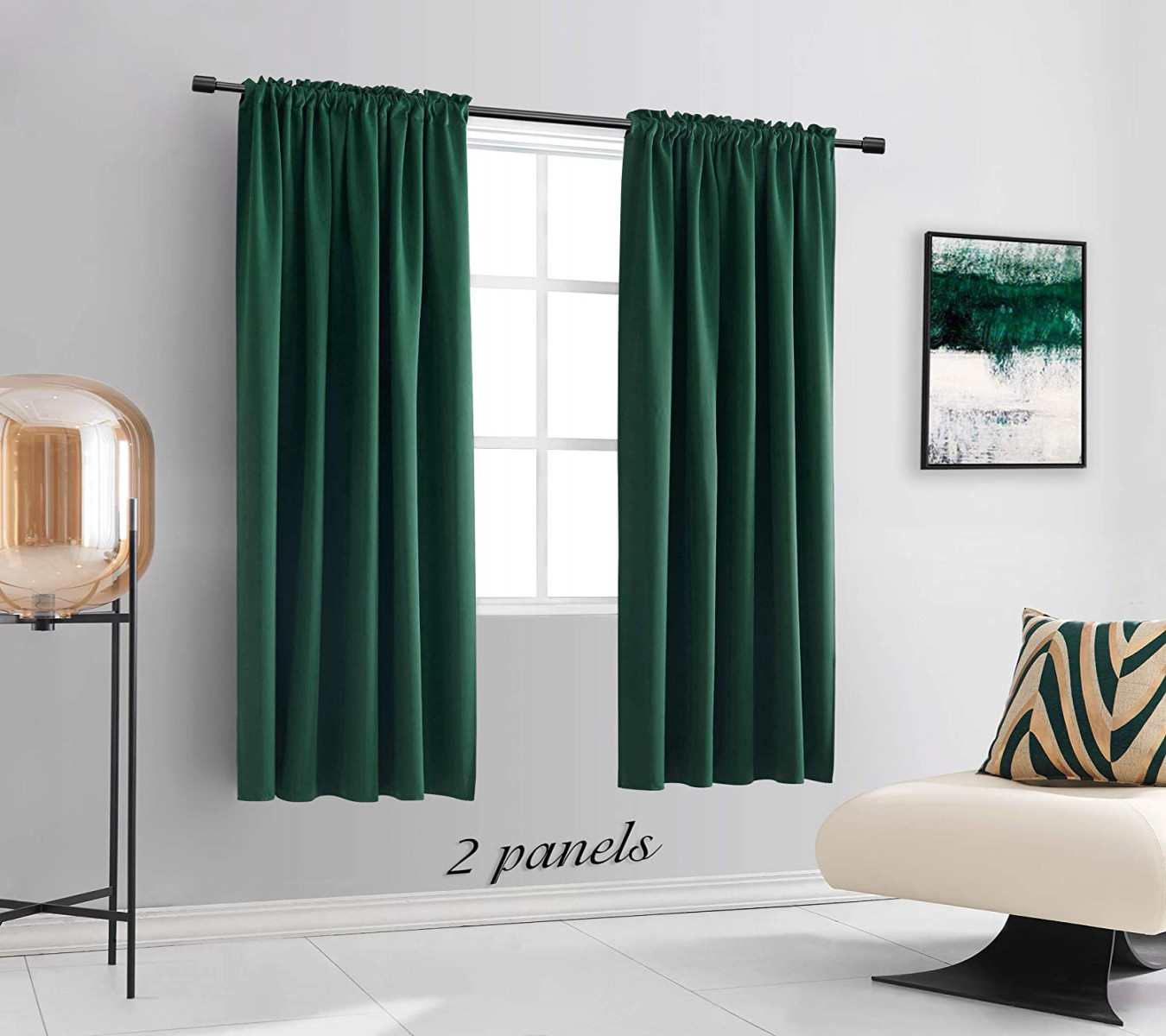 DONREN Blackout Curtains for Bedroom,  cm Long, Dark Green Emerald Green  Thermal Insulated Curtains for Living Room with Rod Pocket,  Panels