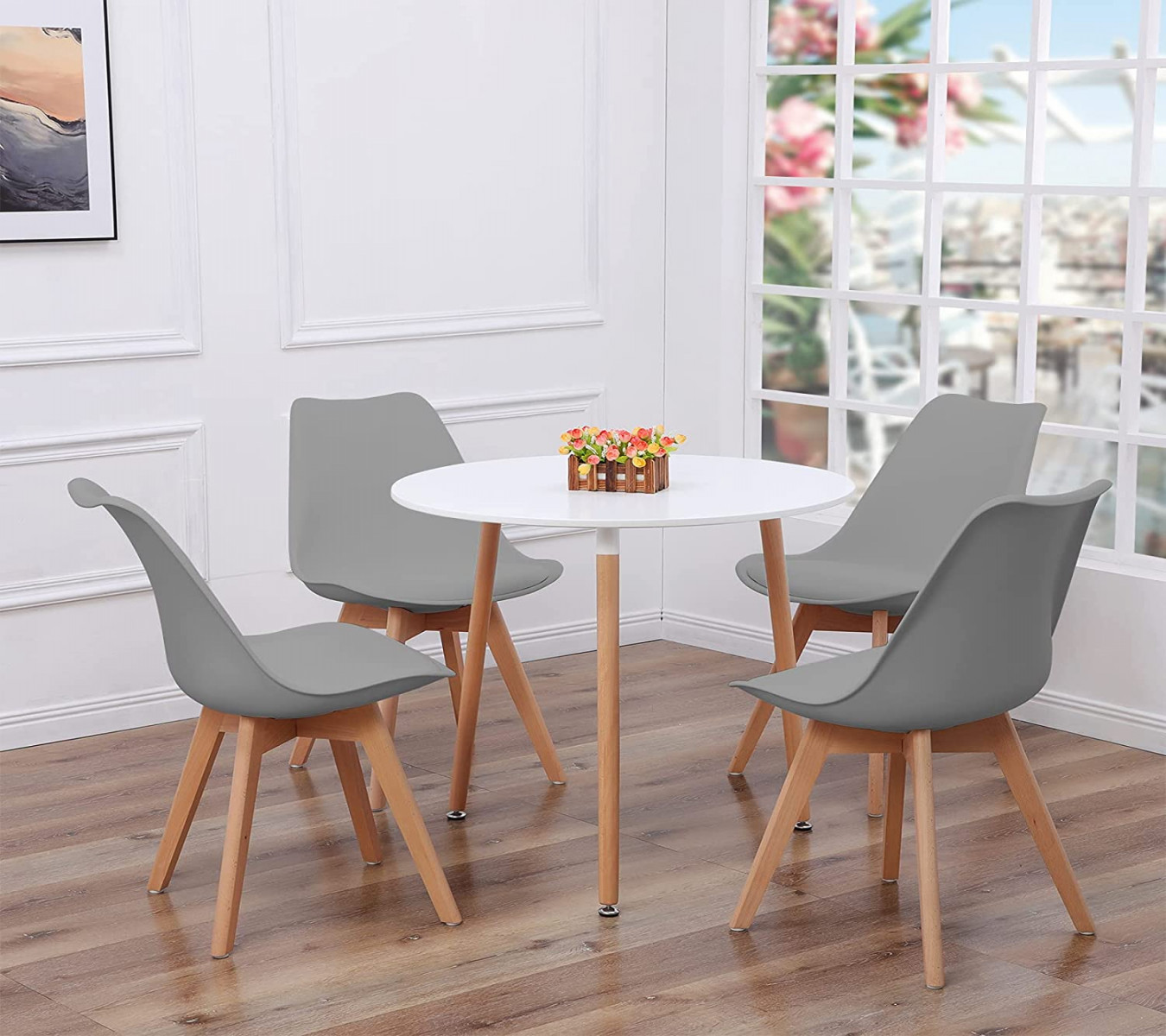 Dorafair Furniture Set - Round Dining Table and  Scandinavian Chairs - for  Kitchen, Dining Room or Office