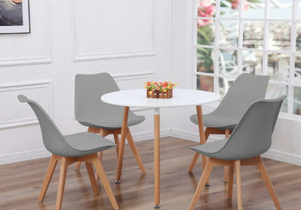 Dorafair Furniture Set - Round Dining Table and  Scandinavian Chairs - for  Kitchen, Dining Room or Office