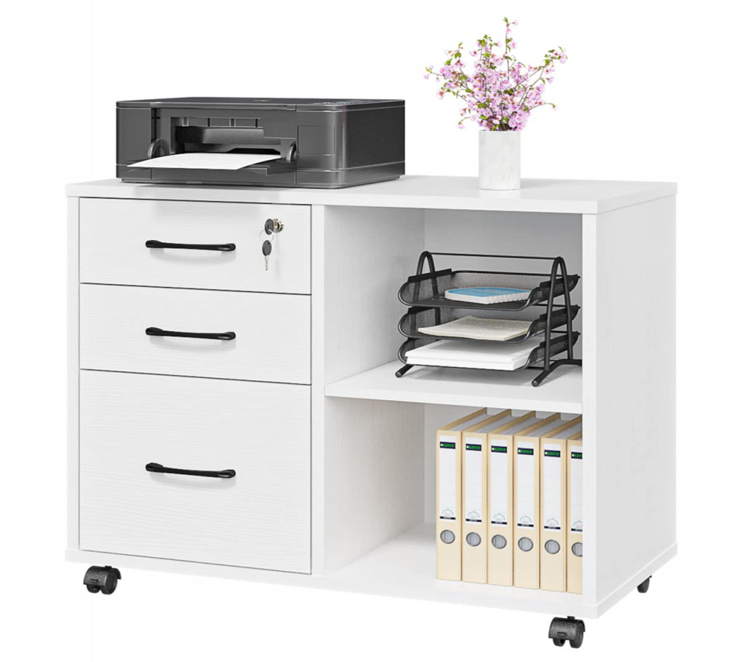 Drawer Office File Cabinets, Mobile Lateral Printer Stand with Open  Storage Shelf, Rolling Filing Cabinet with Wheels Home Office Organization  and