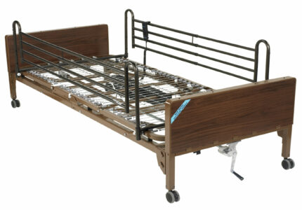 Drive Medical Delta Ultra Light Full Electric Bed with Half Rails &  Therapeutic Support Mattress