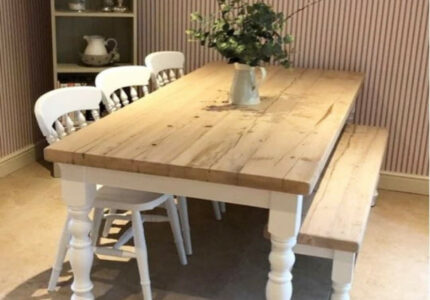 Farmhouse Dining Table Set with bench. Rustic reclaimed wood - Etsy