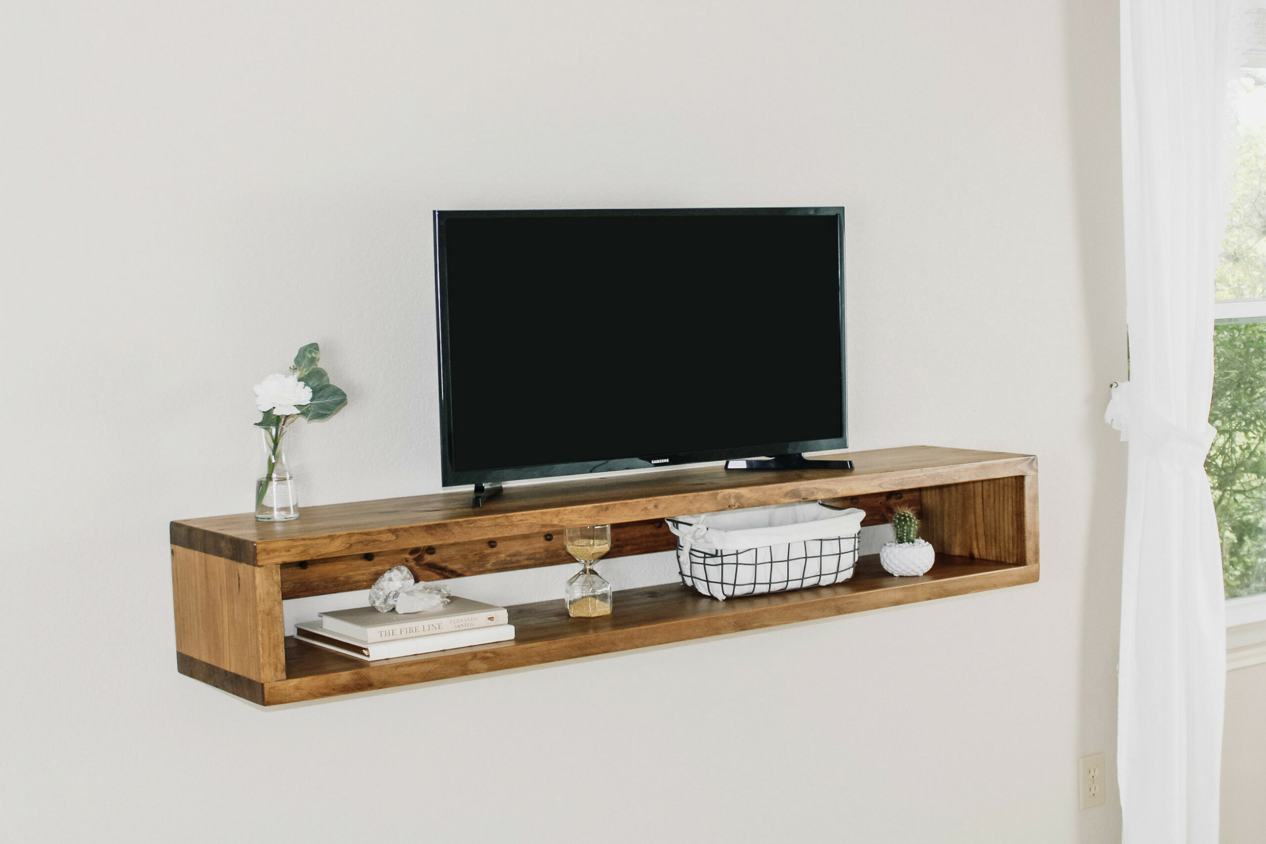 FLOATING TV TABLE Solid Wood Console Stand Wall Mounted - Etsy