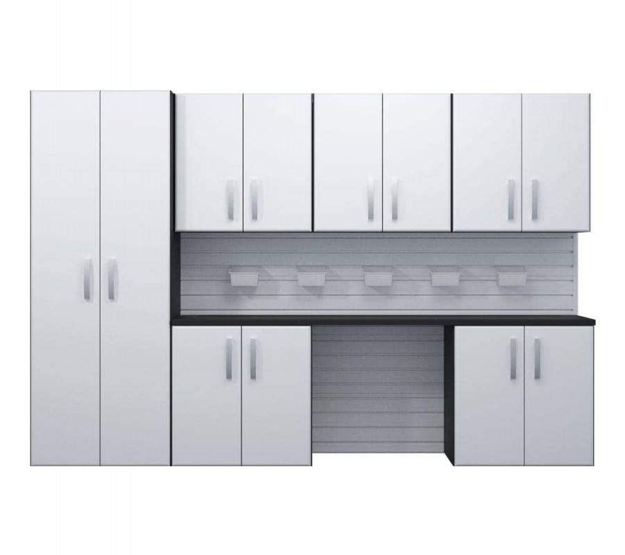 Flow Wall -Piece Composite Wall Mounted Garage Storage System in White (  in. W x 2 in. H x 1 in